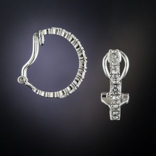 Estate Diamond Hoop Clip Earrings - 2