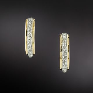 Estate Diamond Hoop Earrings - 2