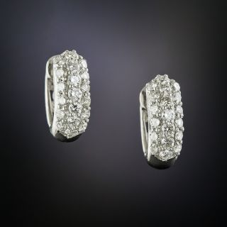 Estate Diamond Huggies Earrings - 3