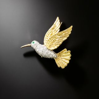 Estate Diamond Hummingbird Brooch - 2