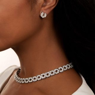 Estate Diamond Link Necklace and Earrings