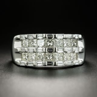 Estate Diamond Platinum Band Ring - 1
