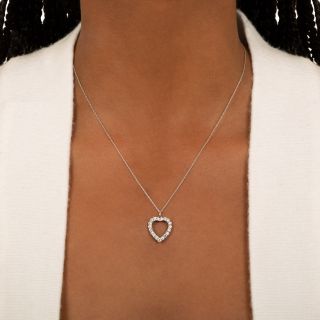 Estate Diamond Platinum Heart Pendant