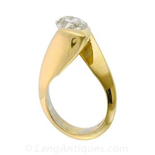 Estate Diamond Ring with Contemporary Marquise Cut Diamond