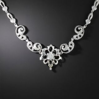 Estate Diamond Scroll Necklace - 2
