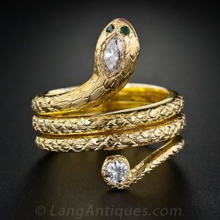 Estate Diamond Snake Ring