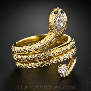 Estate Diamond Snake Ring