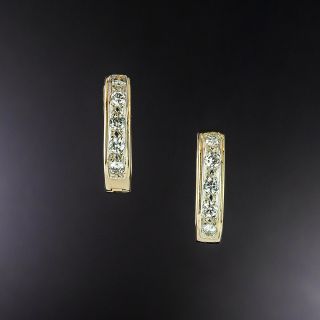 Estate Diamond Squared Hoop Earrings - 2