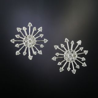 Estate Diamond Starburst Earrings - 2