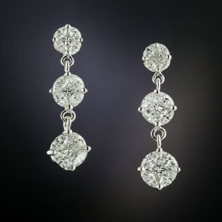 Estate Diamond Triple Dangle Earrings - 3
