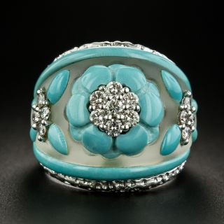  Estate Diamond, Turquoise and Rock Crystal Ring - 2