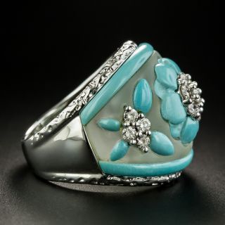 Estate Diamond, Turquoise and Rock Crystal Ring
