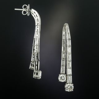 Estate Diamond Waterfall Drop Earrings - 2