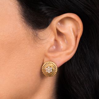 Estate Dome Diamond Cluster Center Earrings