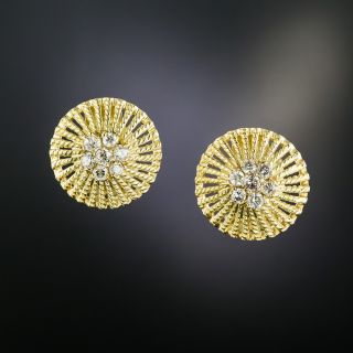 Estate Dome Diamond Cluster Center Earrings - 2