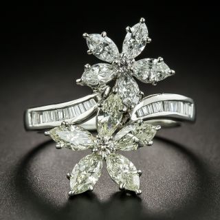 Estate Double Flower Diamond Ring - 1