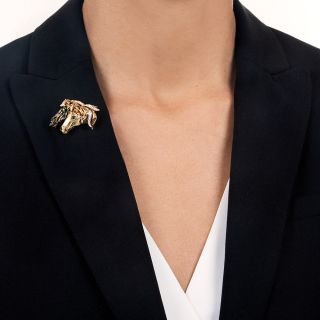 Estate Double Horse Head Brooch