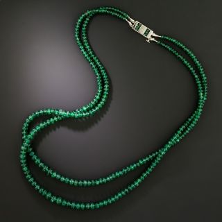 Estate Double-Strand Emerald Bead Necklace - 5