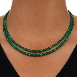 Estate Double-Strand Emerald Bead Necklace