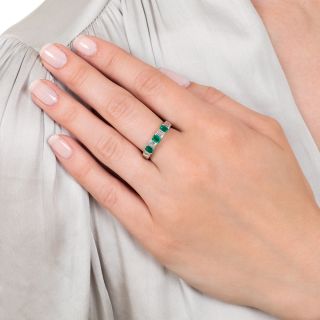 Estate Emerald and Baguette Diamond Band