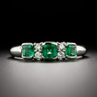 Estate Emerald and Diamond Band Ring - 3