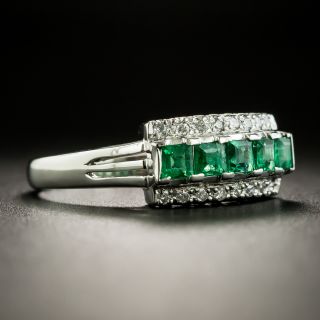 Estate Emerald and  Diamond Band Ring