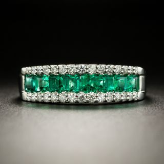 Estate Emerald and Diamond Band Ring - 3