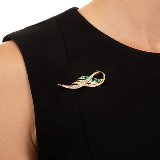 Estate Emerald and Diamond Brooch