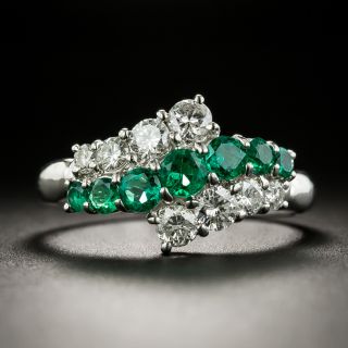 Estate Emerald and Diamond Bypass Ring - 1
