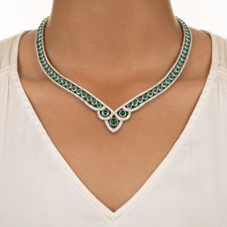 Estate Emerald and Diamond Collar Necklace