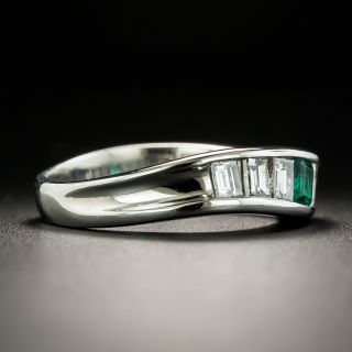 Estate Emerald and Diamond Curved Band Ring