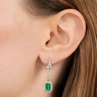 Estate Emerald and Diamond Dangle Earrings