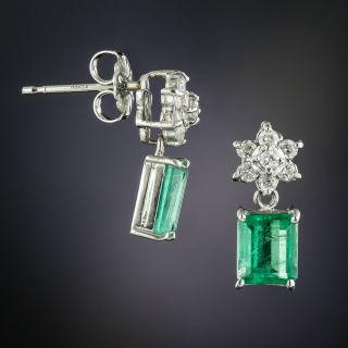 Estate Emerald and Diamond Dangle Earrings