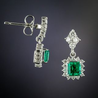 Estate Emerald and Diamond Drop Earrings