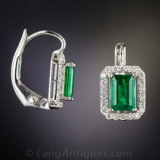 Estate Emerald and Diamond Earrings