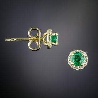 Estate Emerald and Diamond Earrings