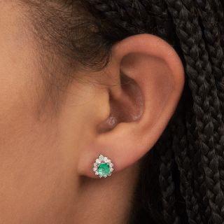 Estate Emerald And Diamond Earrings