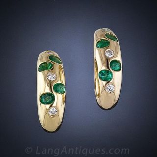 Estate Emerald and Diamond Earrings