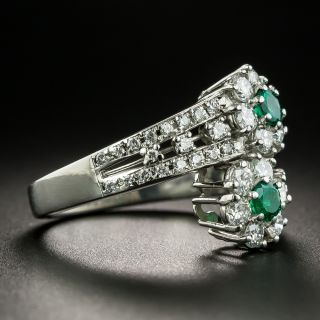 Estate Emerald and Diamond Flower Bypass Ring