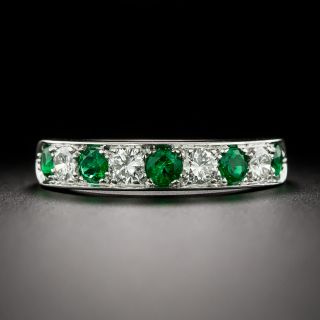 Estate Emerald and Diamond Half Band - 3