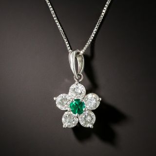 Estate Emerald and Diamond Pendant - 2