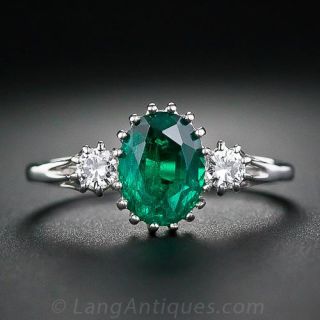Estate Emerald and Diamond Ring