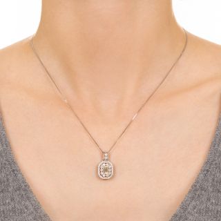 Estate Emerald-Cut Diamond Cluster Pendant 