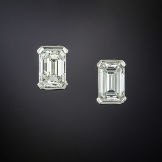 Estate Emerald-Cut Diamond Stud Earrings - 79 Carat Total Weight - 4