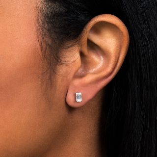 Estate Emerald-Cut Diamond Stud Earrings - .79 Carat Total Weight
