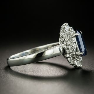 Estate Emerald-Cut Sapphire and Diamond Ring