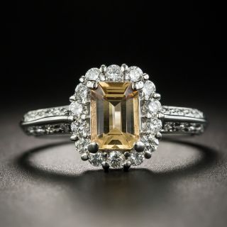 Estate Emerald-Cut Topaz and Diamond Ring - 1