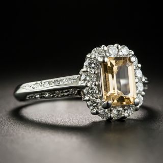 Estate Emerald-Cut Topaz and Diamond Ring