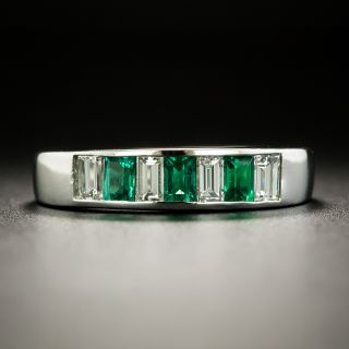 Estate Emerald Diamond Band - 2