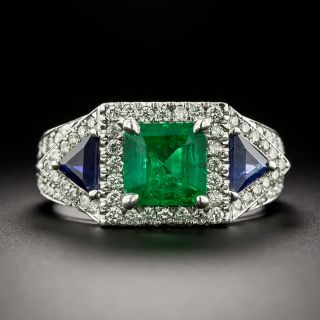 Estate Emerald, Sapphire and Diamond Ring - GIA - 3